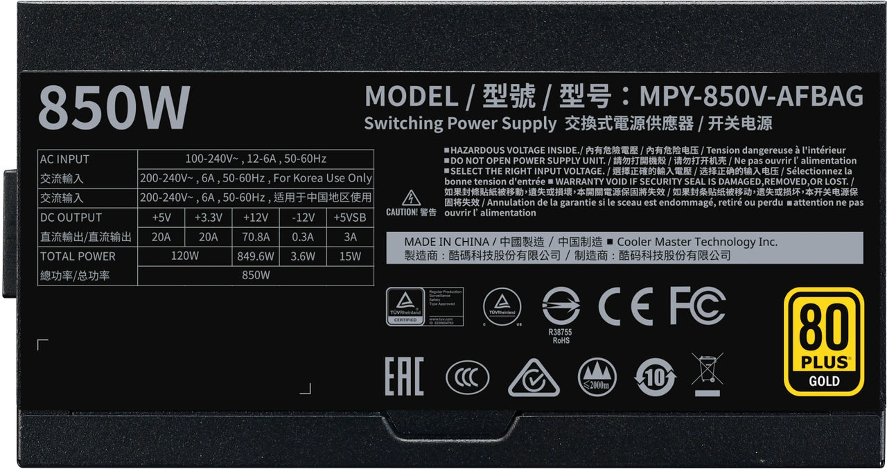 Refurbished Cooler Master V850 Gold-V2 Refurbished Cooler Master V850 Gold-V2